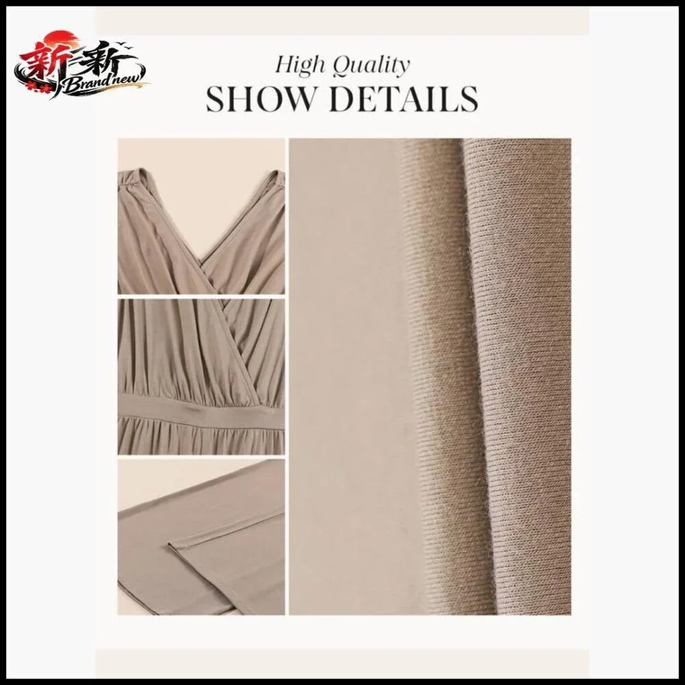 Sleeveless Jumpsuit Wrapped V Neck Wide Leg Pants Side Pockets
